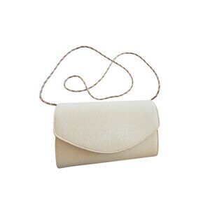 Delill Womens Clutch Stingray-like Pattern Cream Rectangular Flap Strap Vintage
